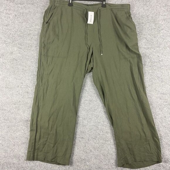 Evan Picone Pants Womens 26 Green Linen Boho Lagenlook Flow Resort Beach (44x29) - Picture 1 of 13